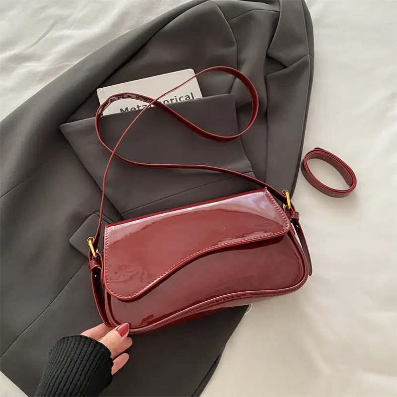 Women's Red Glossy Shoulder Crossbody Bag 2025 - Image 4