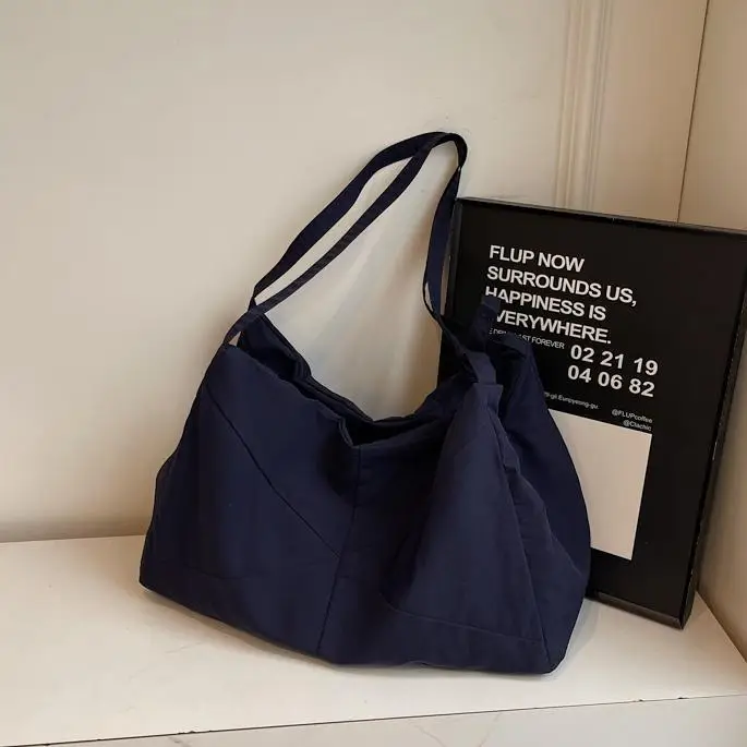 Blue Nylon Tote Bag for Women, Large Capacity, Casual Commute - Image 7