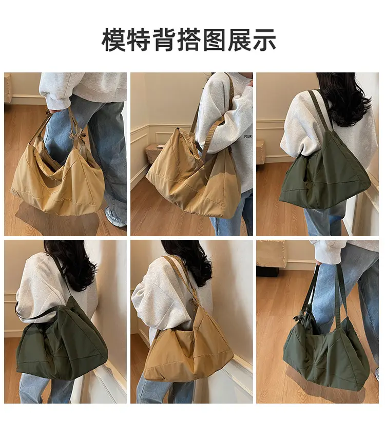Blue Nylon Tote Bag for Women, Large Capacity, Casual Commute — feature 10