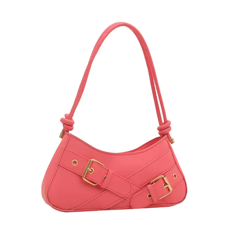 Women's Brown Leather Shoulder Bag with Gold Buckle - Image 12