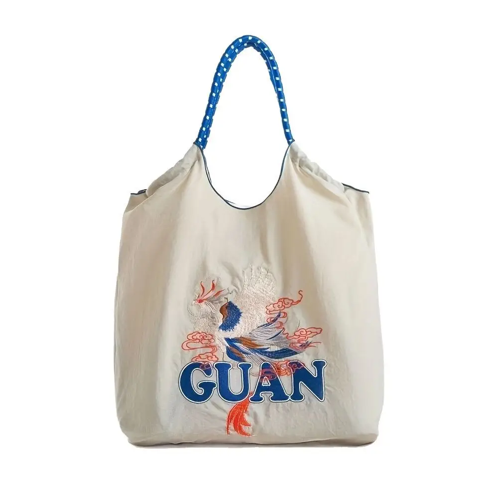 Japanese Style Blue Embroidered Nylon Tote Bags for Women - Image 18
