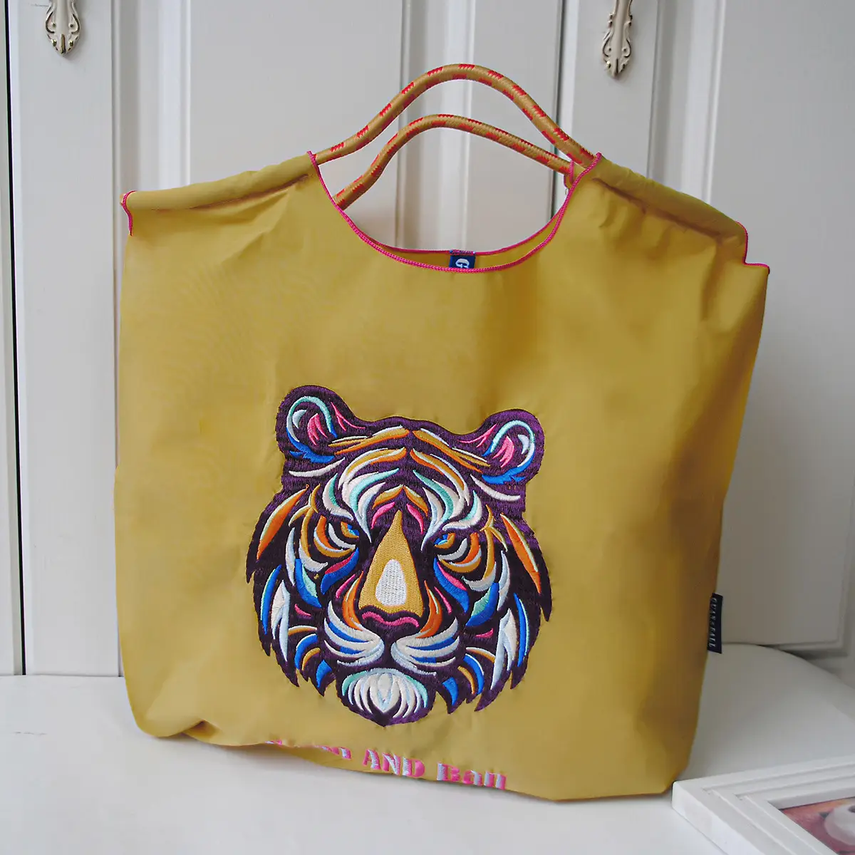 Japanese Style Blue Embroidered Nylon Tote Bags for Women - Image 7