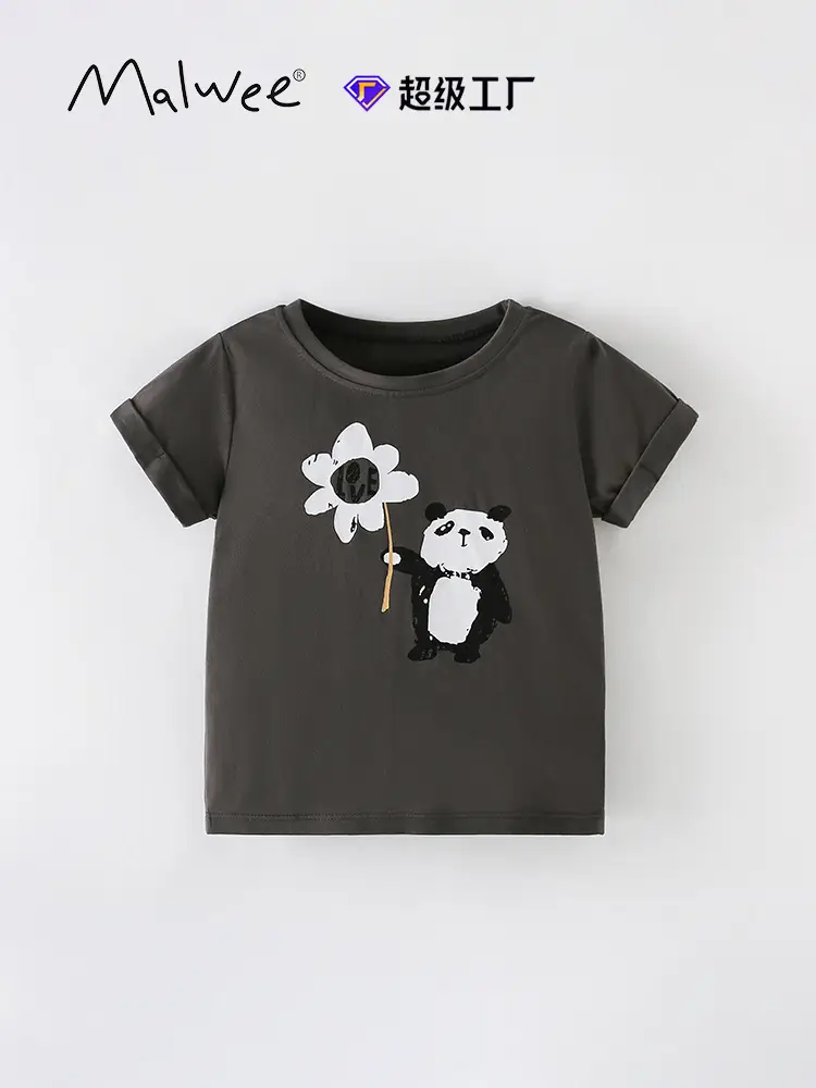 Malwee Boys T-Shirt Black Summer Round Neck Short Sleeve