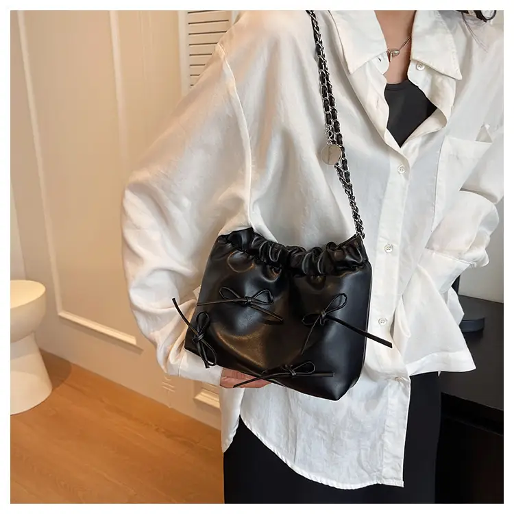 Silver Korean Style Chain Bow Tote Bag for Women — feature 19
