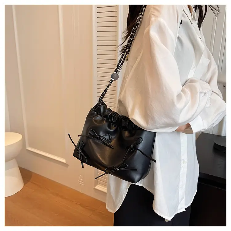 Silver Korean Style Chain Bow Tote Bag for Women — feature 20