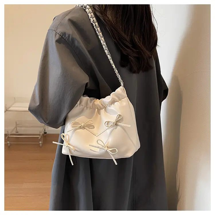 Silver Korean Style Chain Bow Tote Bag for Women — feature 21