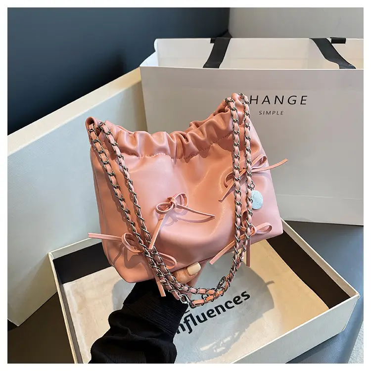 Silver Korean Style Chain Bow Tote Bag for Women — feature 26