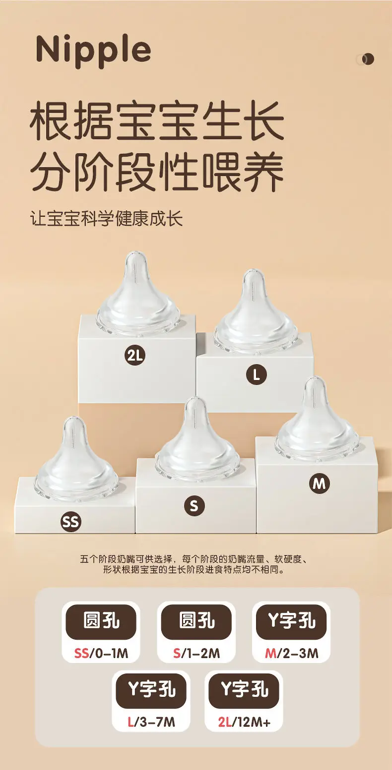 Nuoaiin Newborn Borosilicate Glass Baby Bottle Anti-Choking Anti-Flatulence Newborn Baby Bottle Cross-Border Ready Stock — feature 10