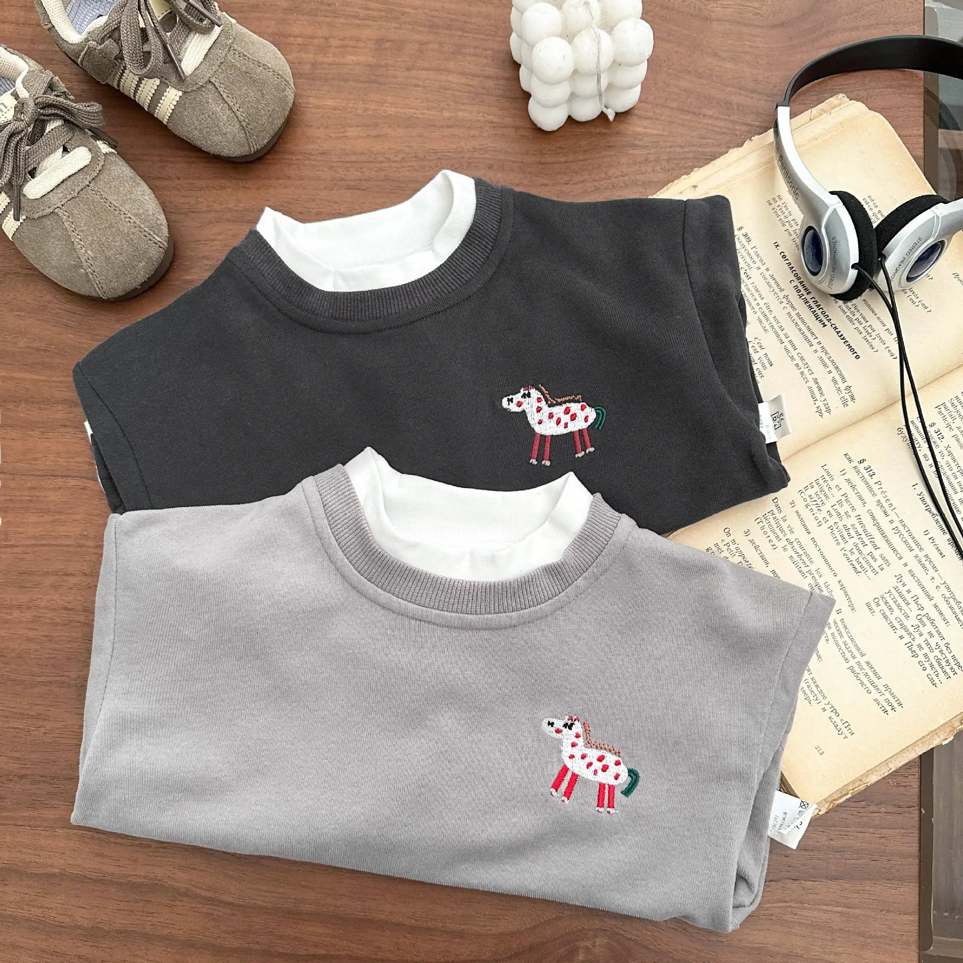 Children's New Handsome Sweater Set Black Grey - Image 6