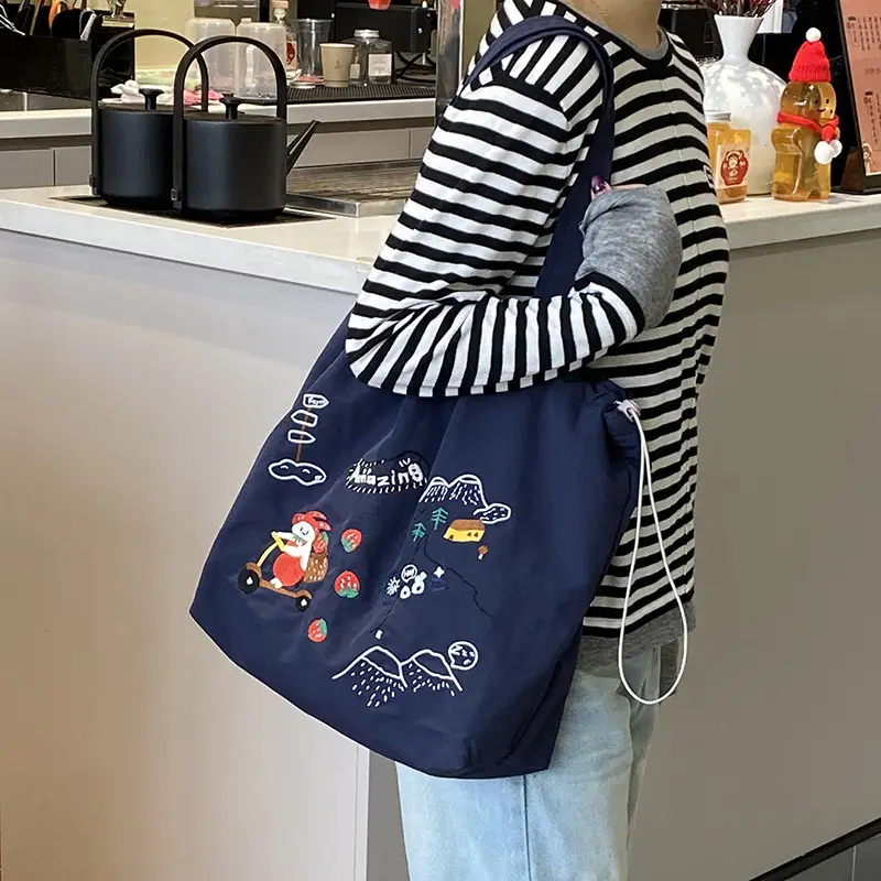 2025 Embroidered Drawstring Bag for Women Large Capacity - Image 2