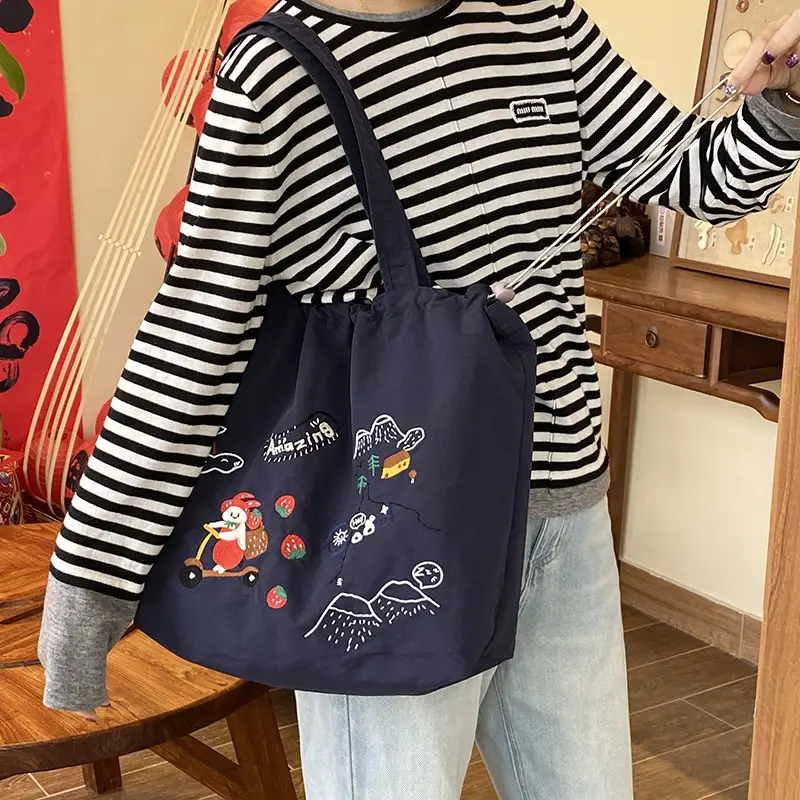 2025 Embroidered Drawstring Bag for Women Large Capacity - Image 5