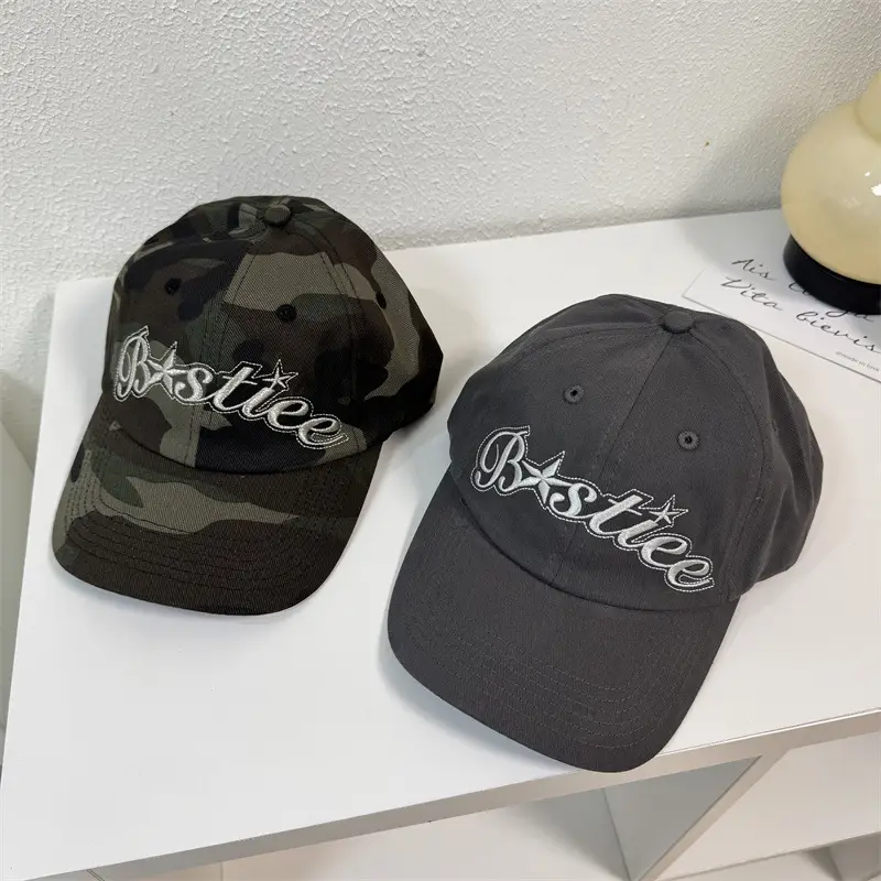 Vintage Camo & Gray "Bistro" Cap Women's Wide Brim Baseball Cap