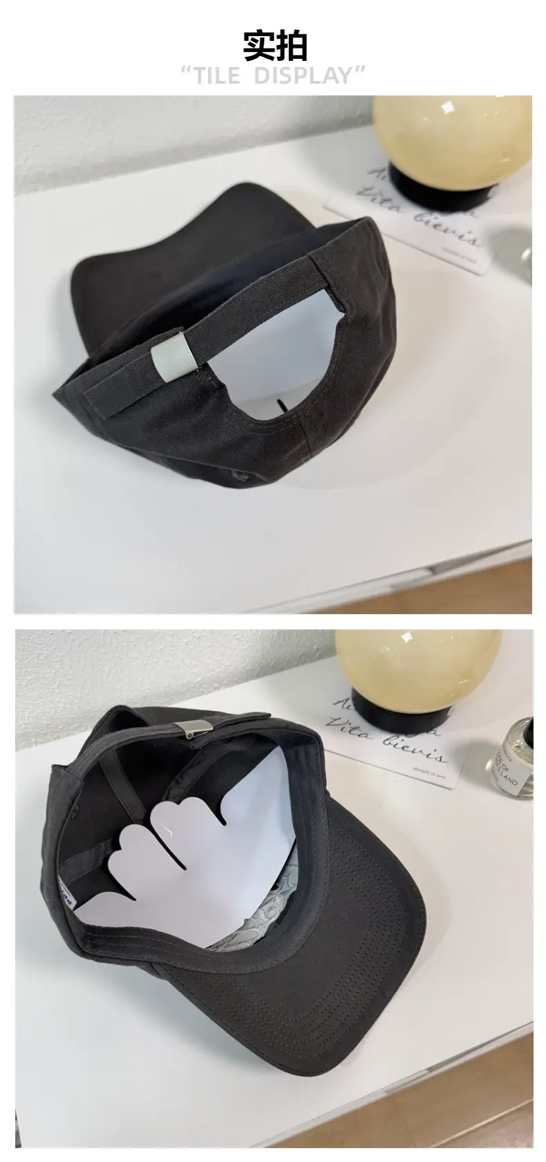 Vintage Camo & Gray "Bistro" Cap Women's Wide Brim Baseball Cap — feature 5