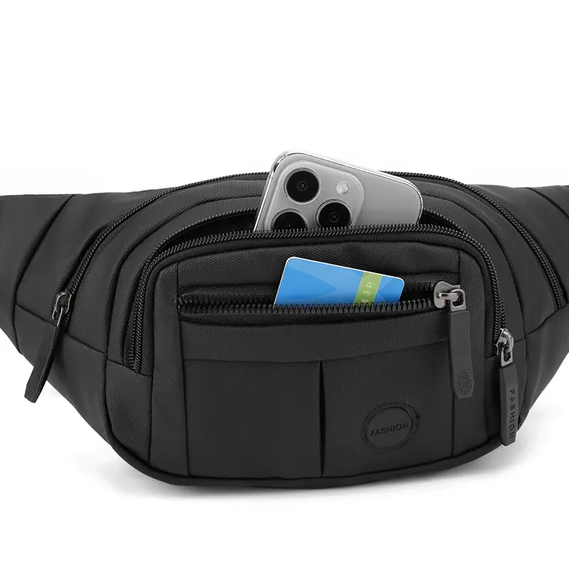 Men's Black Waist Bag with Adjustable Strap - Image 6