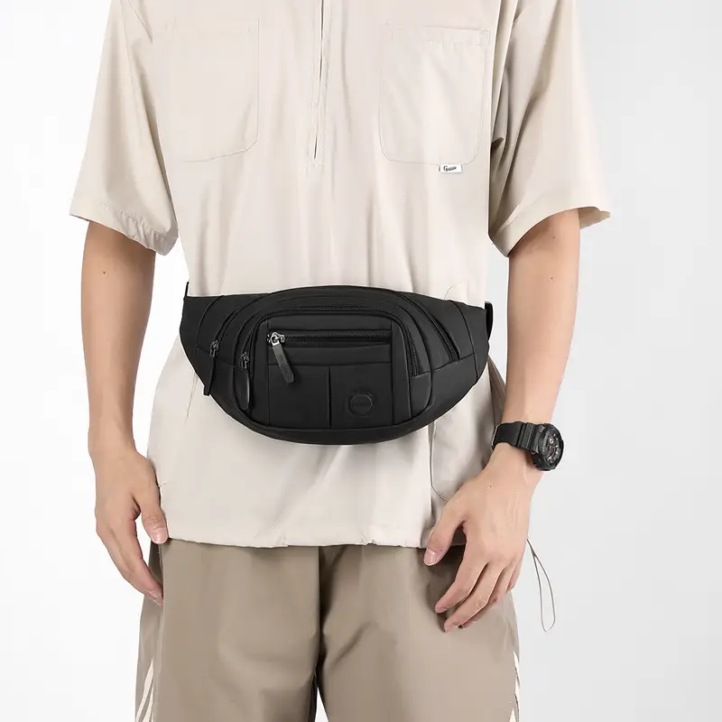 Men's Black Waist Bag with Adjustable Strap - Image 7