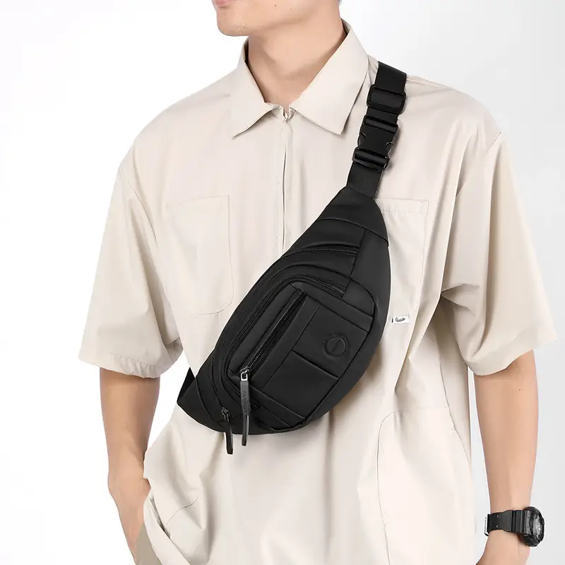 Men's Black Waist Bag with Adjustable Strap - Image 8