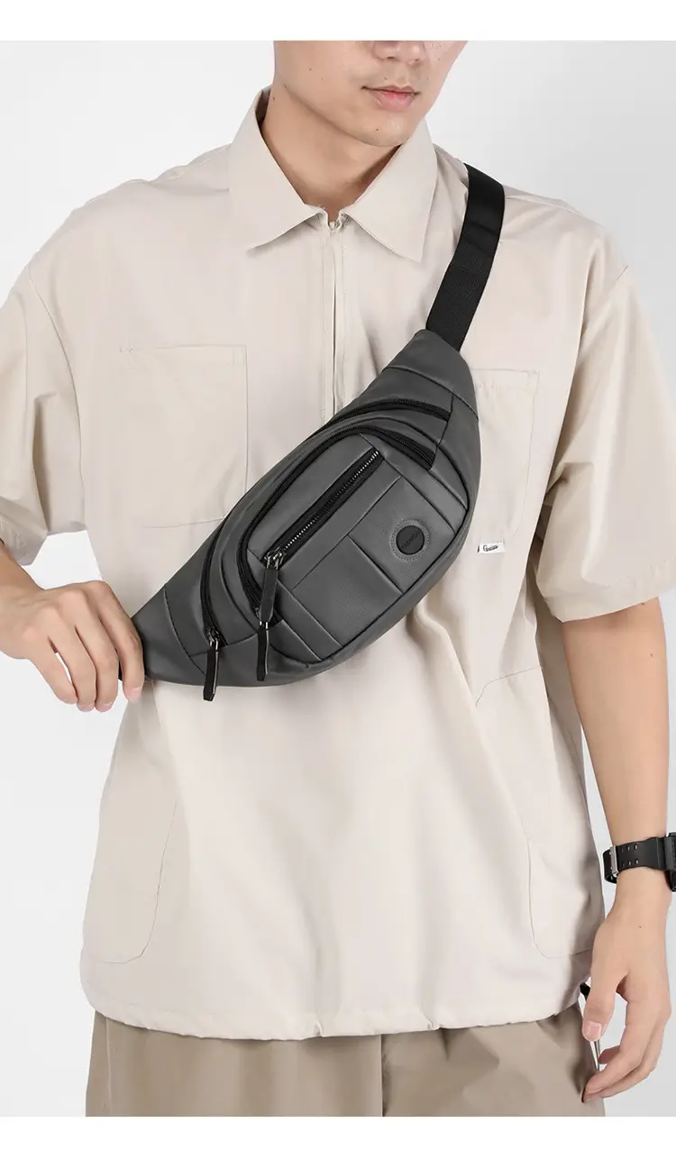 Men's Black Waist Bag with Adjustable Strap — feature 22