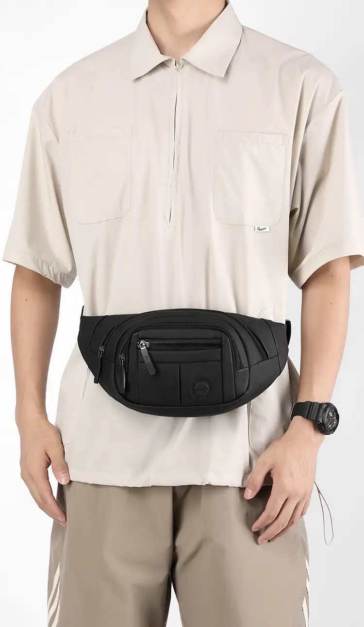 Men's Black Waist Bag with Adjustable Strap — feature 24