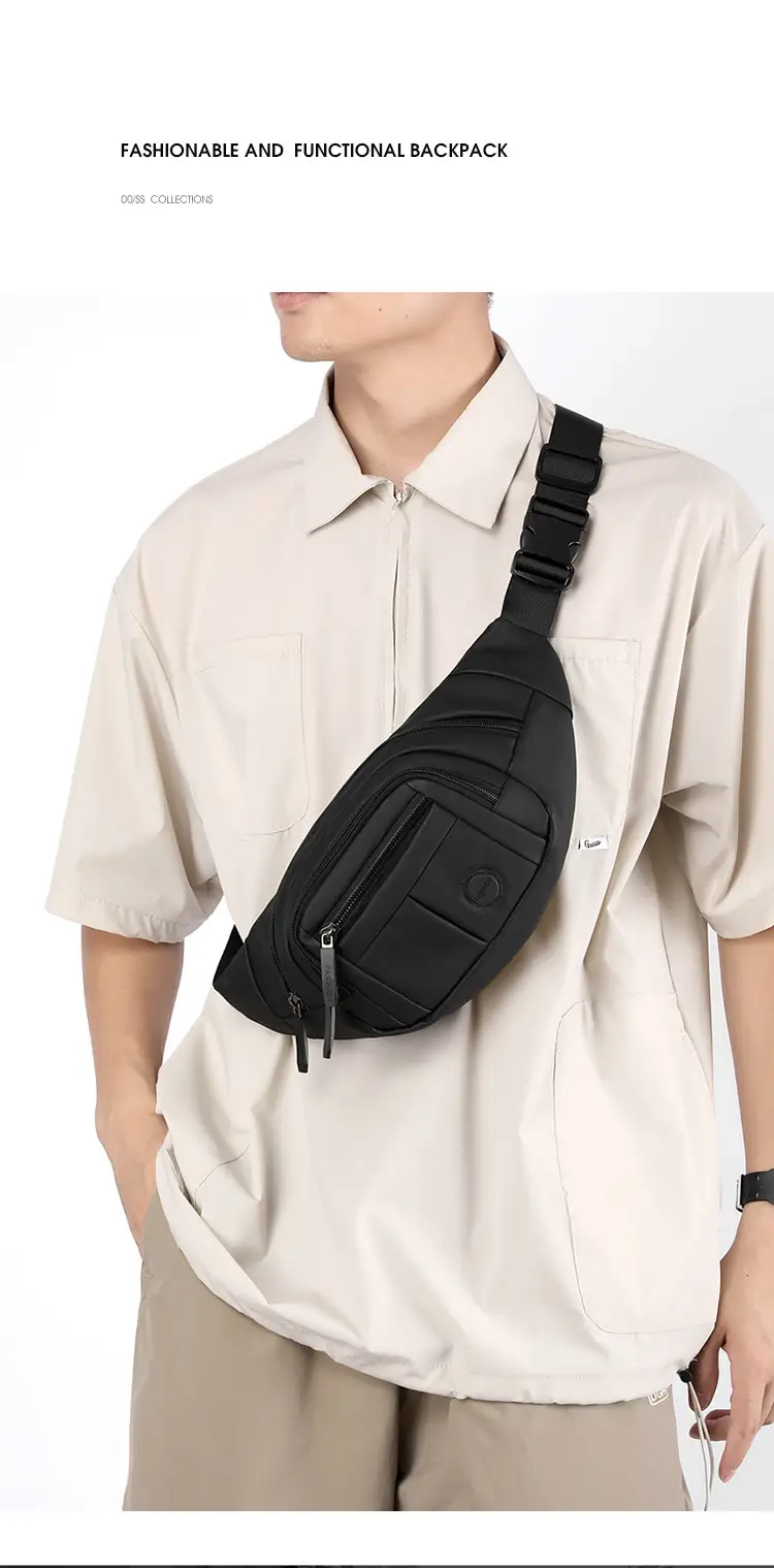 Men's Black Waist Bag with Adjustable Strap — feature 5