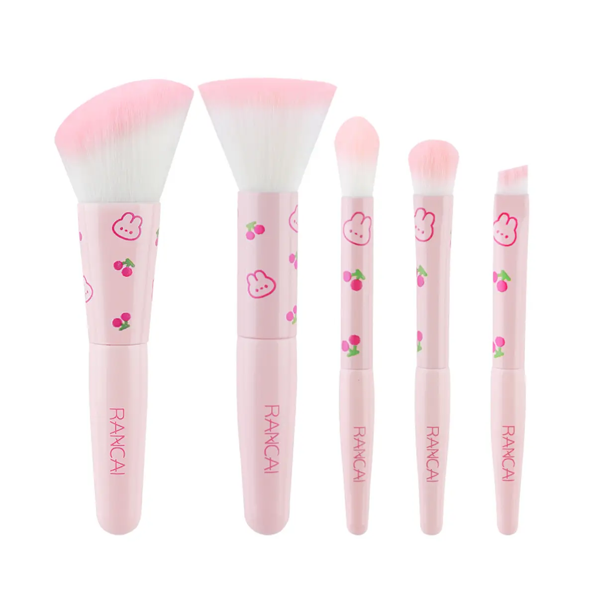 5 Mini Pink Makeup Brushes Set for Beginners