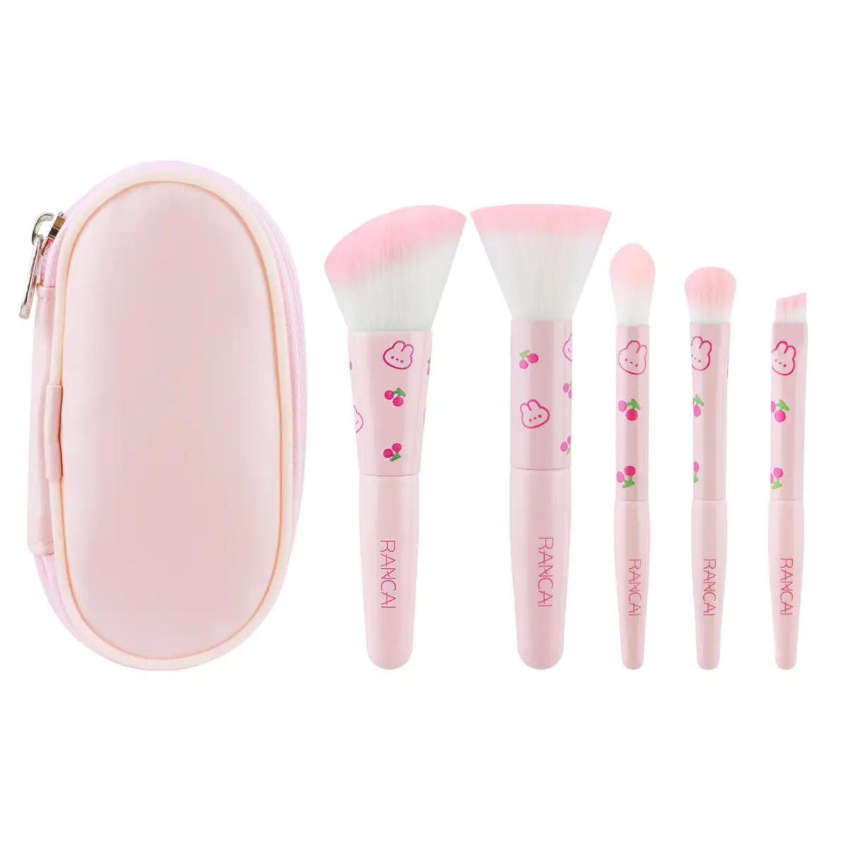 5 Mini Pink Makeup Brushes Set for Beginners - Image 2