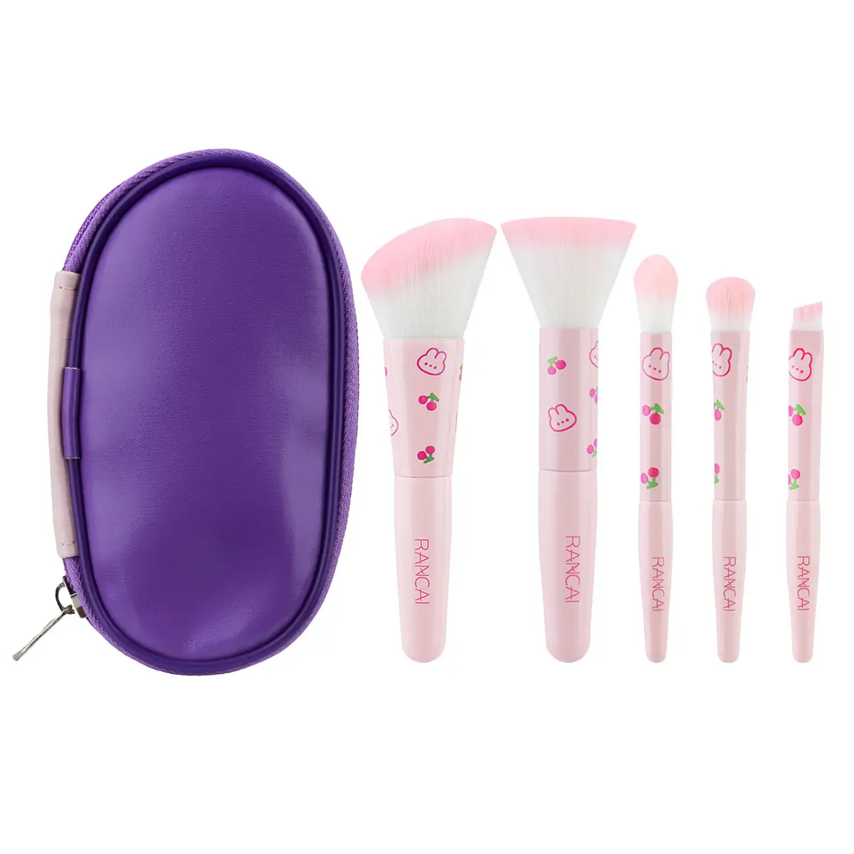 5 Mini Pink Makeup Brushes Set for Beginners - Image 5