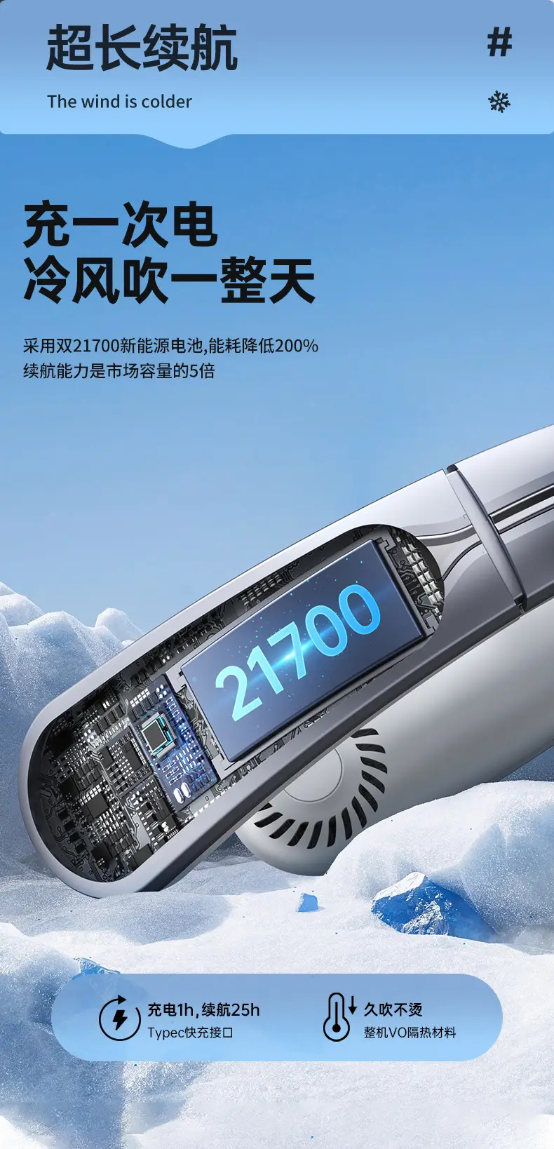 New small neck fan air conditioning fan cooling neck portable wind charging usb long battery life cooling outdoor — feature 18