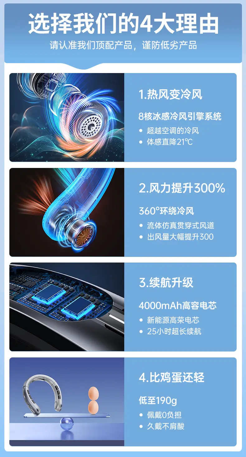 New small neck fan air conditioning fan cooling neck portable wind charging usb long battery life cooling outdoor — feature 6