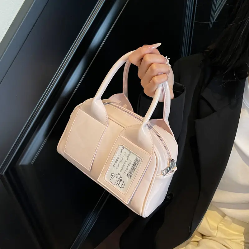 Women's Boston Bag Grey Leather Shoulder Crossbody 2025 - Image 9
