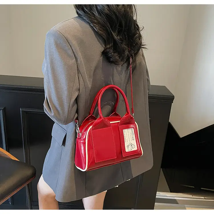 Women's Boston Bag Grey Leather Shoulder Crossbody 2025 — feature 13