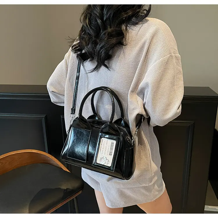 Women's Boston Bag Grey Leather Shoulder Crossbody 2025 — feature 16
