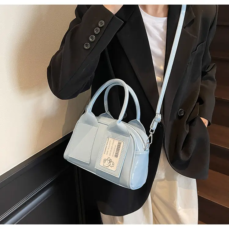 Women's Boston Bag Grey Leather Shoulder Crossbody 2025 — feature 18