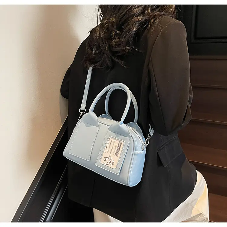 Women's Boston Bag Grey Leather Shoulder Crossbody 2025 — feature 19