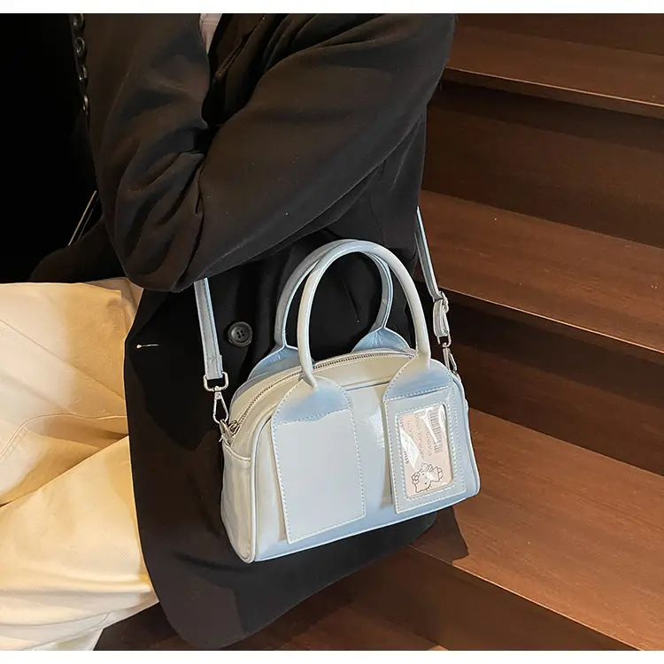 Women's Boston Bag Grey Leather Shoulder Crossbody 2025 — feature 20