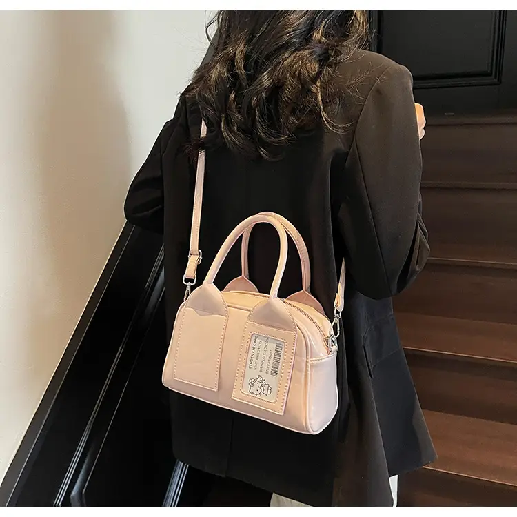 Women's Boston Bag Grey Leather Shoulder Crossbody 2025 — feature 21