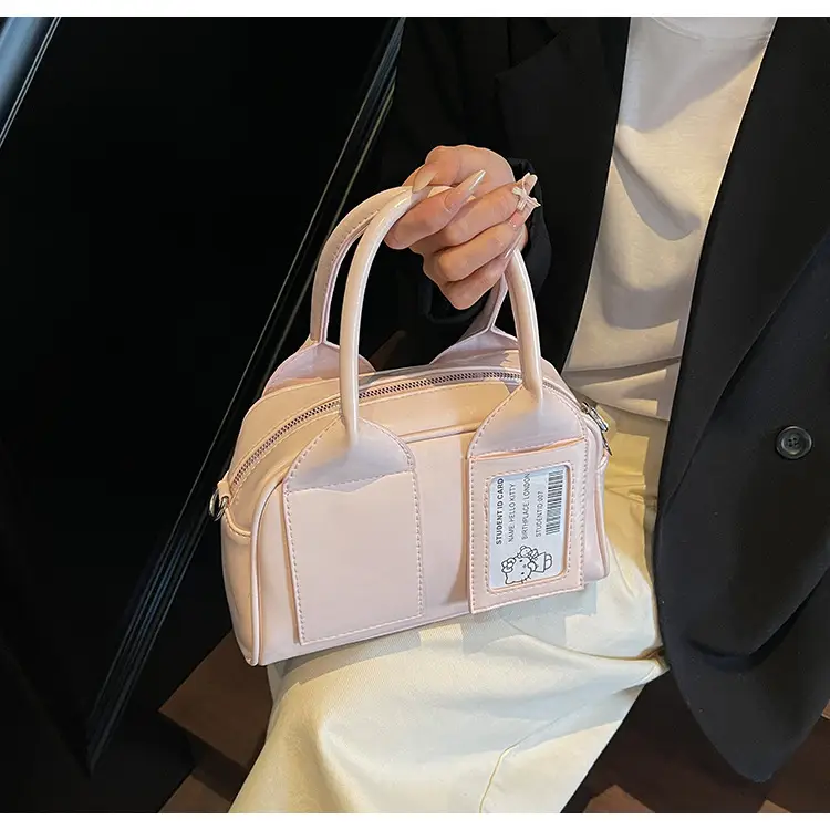 Women's Boston Bag Grey Leather Shoulder Crossbody 2025 — feature 22