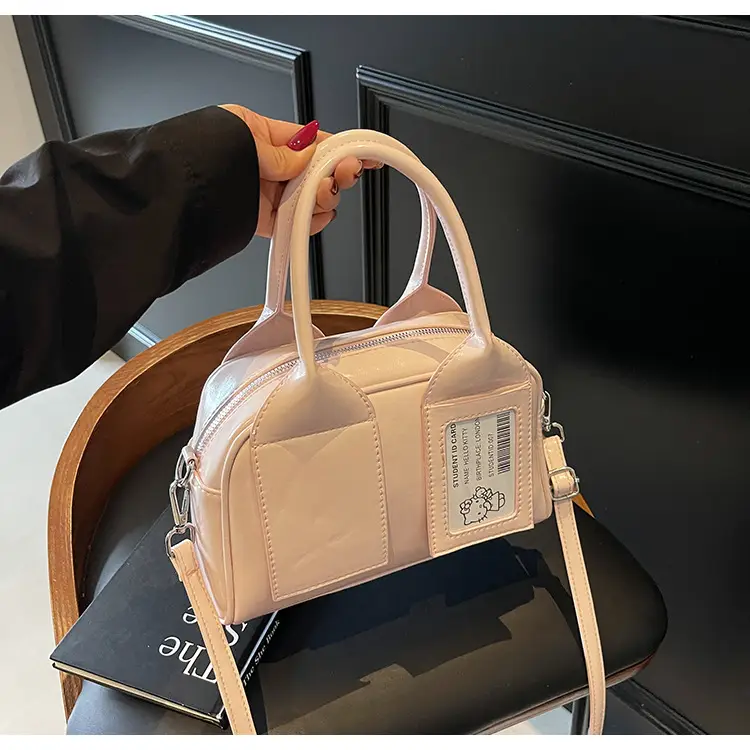 Women's Boston Bag Grey Leather Shoulder Crossbody 2025 — feature 23
