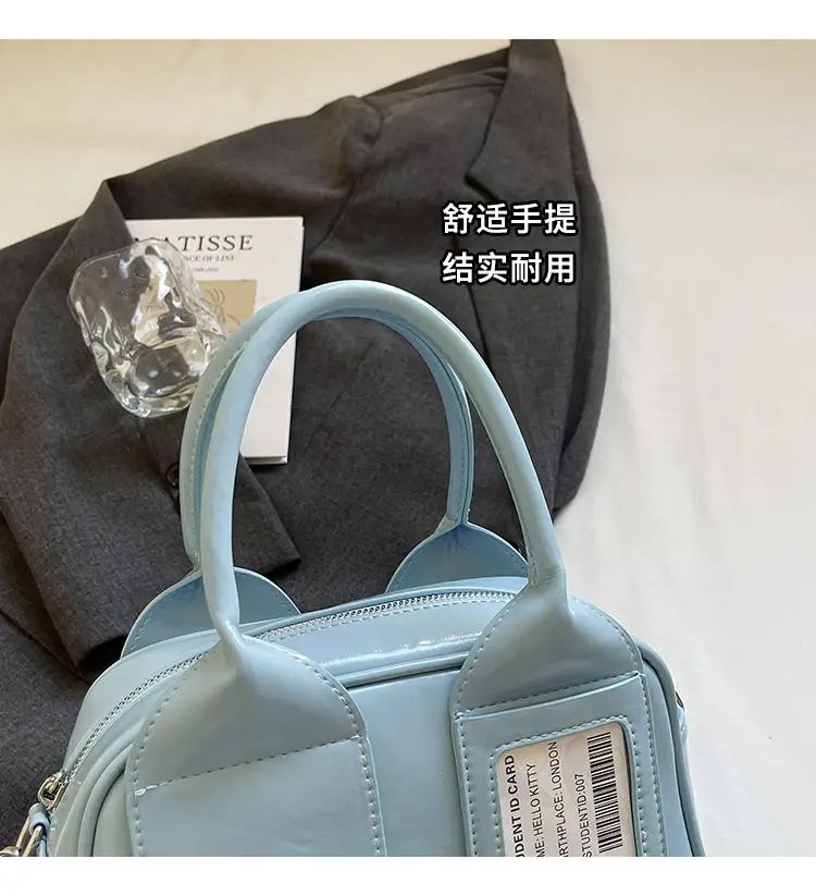 Women's Boston Bag Grey Leather Shoulder Crossbody 2025 — feature 5