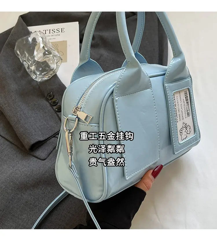 Women's Boston Bag Grey Leather Shoulder Crossbody 2025 — feature 8