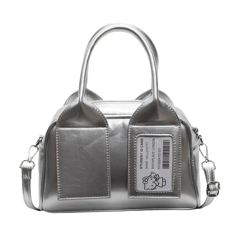 Women's Boston Bag Grey Leather Shoulder Crossbody 2025 - Image 6