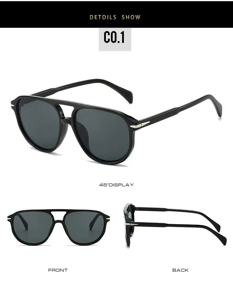 Retro Aviator Sunglasses Gray + Gray — feature 15