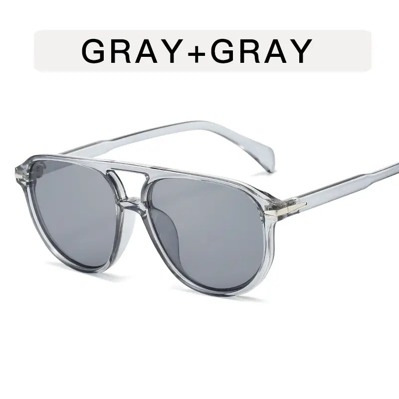 Retro Aviator Sunglasses Gray + Gray - Image 5