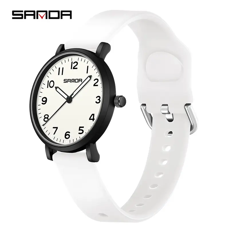 Sanda Black Quartz Watch Large Plate Waterproof - Image 9