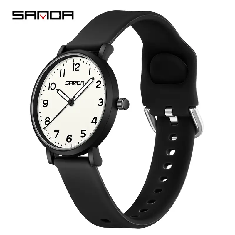 Sanda Black Quartz Watch Large Plate Waterproof - Image 13