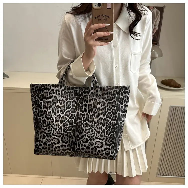 European American Leopard Print Large Tote Bag Women — feature 10