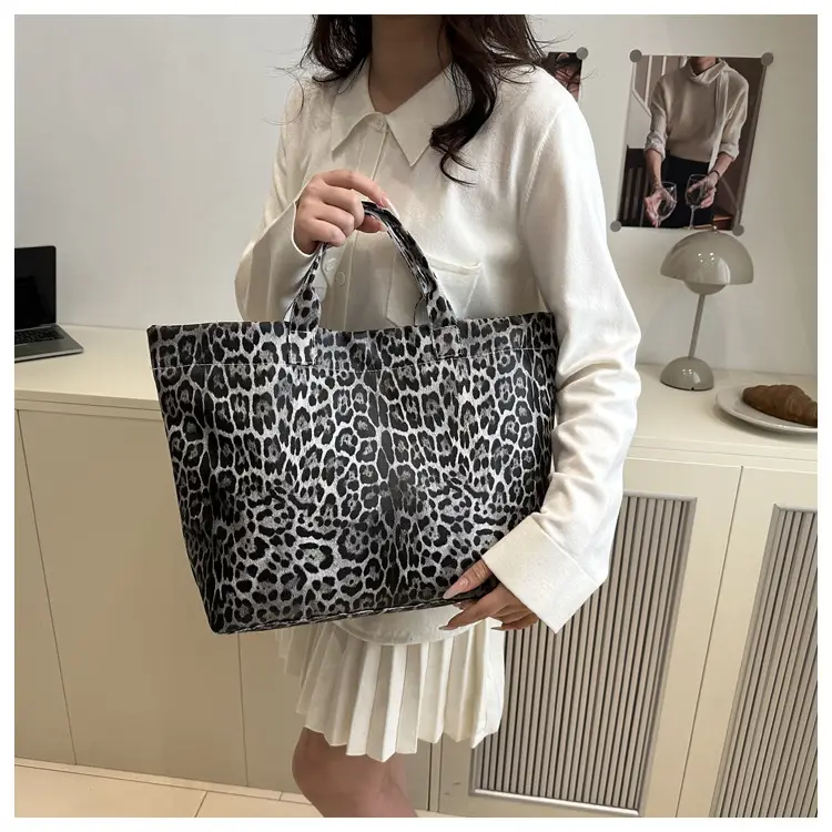 European American Leopard Print Large Tote Bag Women — feature 11