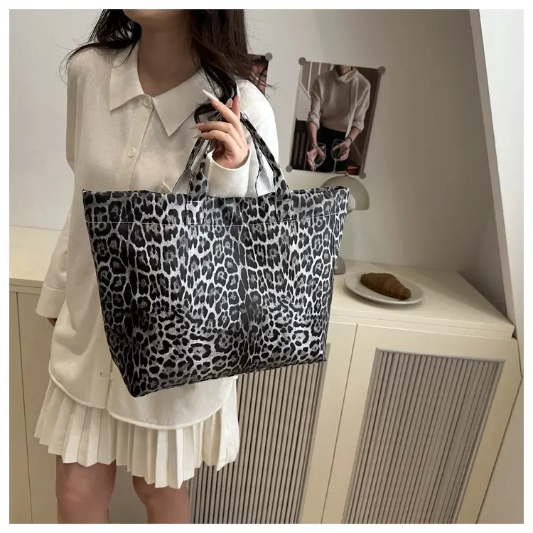 European American Leopard Print Large Tote Bag Women — feature 12