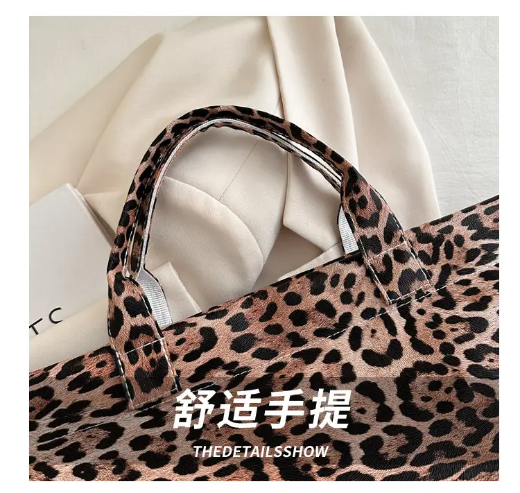 European American Leopard Print Large Tote Bag Women — feature 3