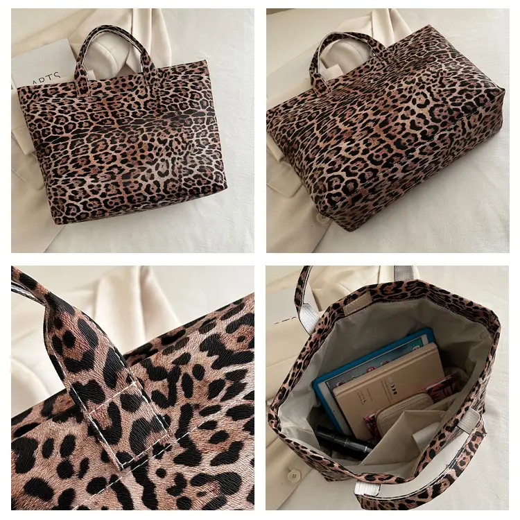 European American Leopard Print Large Tote Bag Women — feature 6