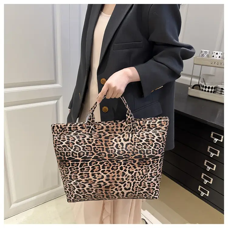 European American Leopard Print Large Tote Bag Women — feature 7